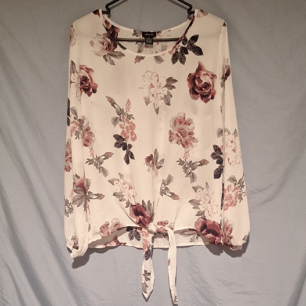 Justify Women's Floral Tie Front Blouse Size XL